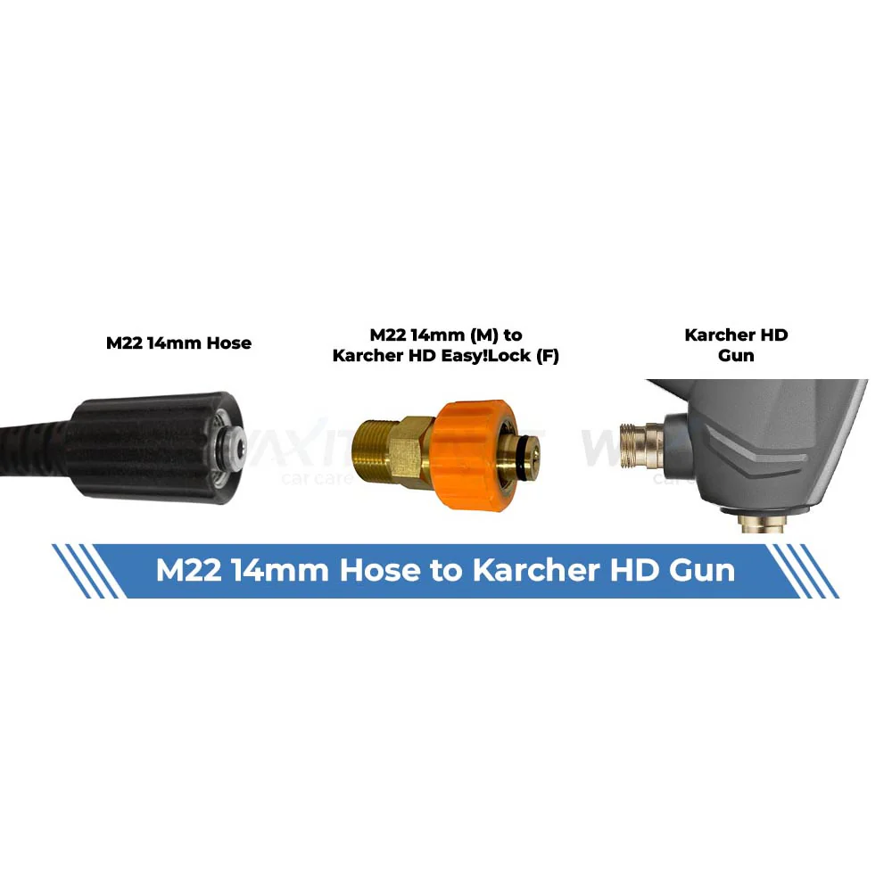 Aquatouch Pressure Washer Adaptors | Karcher HD Easy Force (F) to M22 14mm (M) - Image 3