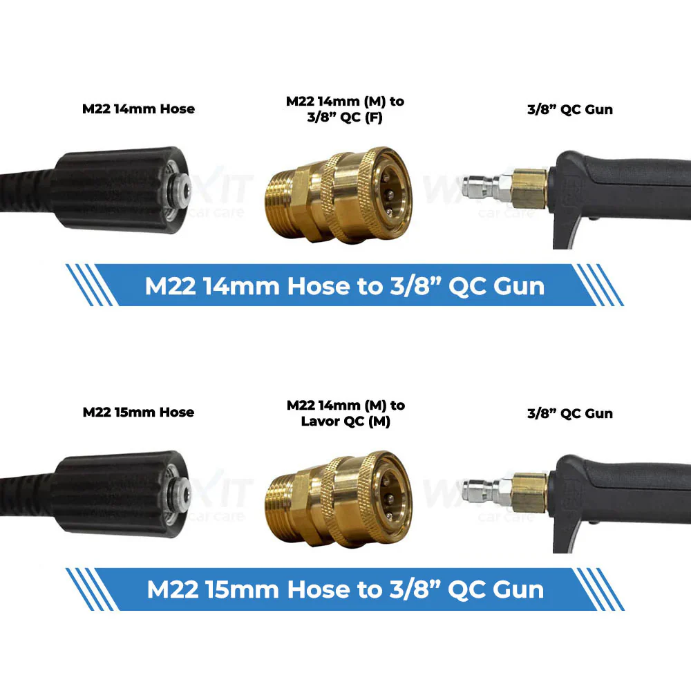 Aquatouch Pressure Washer Adaptors | 3/8" QC (F) to M22 (M) - Image 4