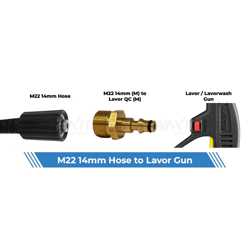Aquatouch Pressure Washer Adaptors | Lavor (M) to M22 14mm (M) - Image 3