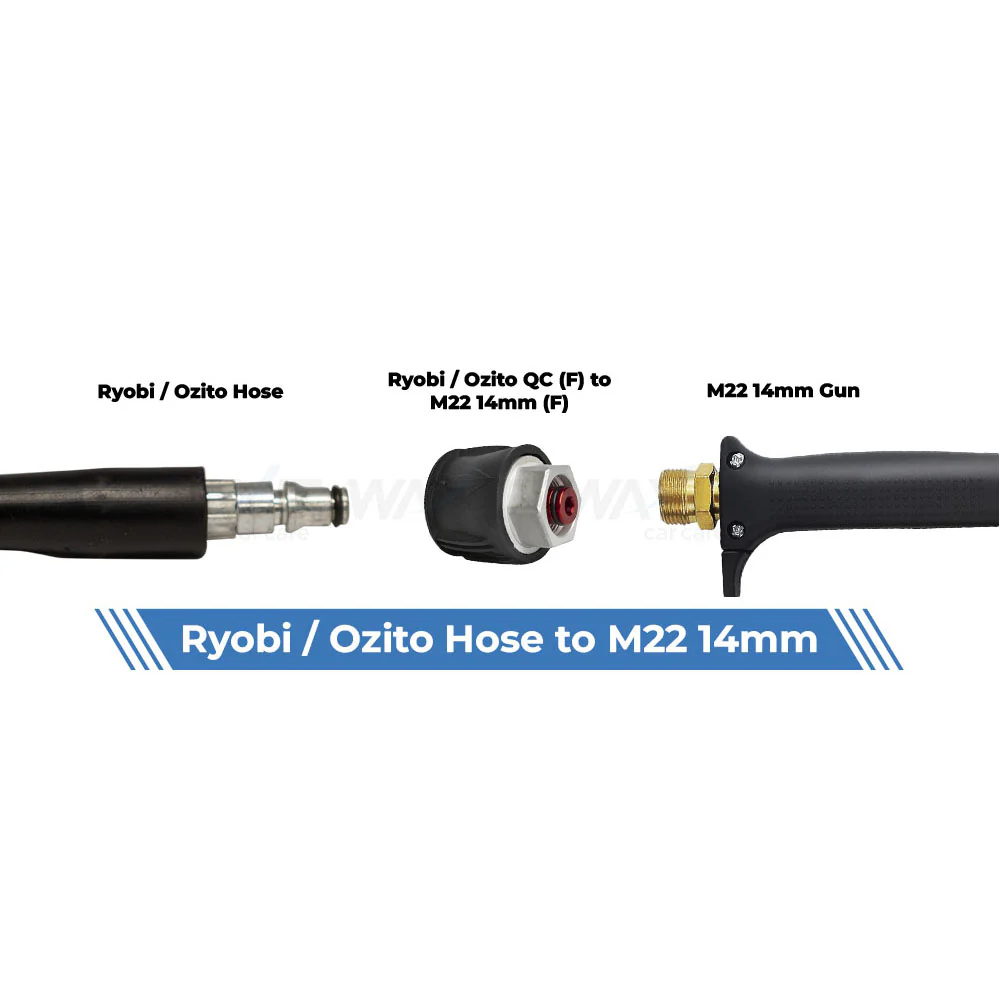 Aquatouch Pressure Washer Adaptors | Ryobi / Ozito (F) to M22 14mm (F) - Image 3