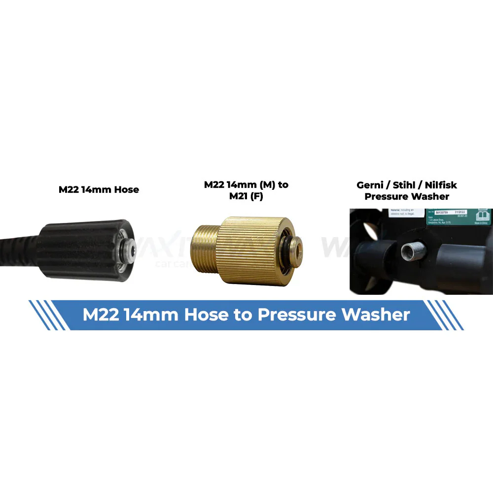 Aquatouch Pressure Washer Adaptors | M21 (F) to M22 14mm (M) - Image 3